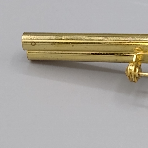 Gold Knot Bar Brooch Rhinestone Double Barrel Vtg - Picture 9 of 15